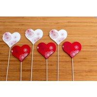Herz rot weiß  Stecker Dekoration Basteln Hochzeit...