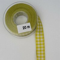 Dekoband 20m Rolle 25mm hellgrün weiß  kariert...