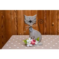 Katze Holz Tischdeko Frühling Dekoration Holzkatze