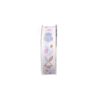 Dekoband Rolle 25mm Frohe Ostern mit Hase Schleifenband...